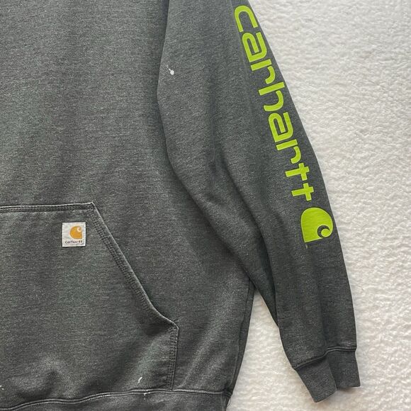 Carhartt Hoodie Mens XL Tall Gray Sweatshirt Midweight Logo Graphic Workwear - Picture 6 of 12